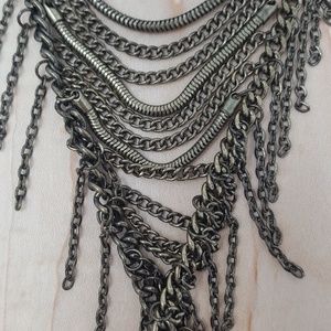 Antique Brass Chain Fringe Y-Necklace